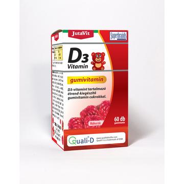 JutaVit D3-vitamin Gumivitamin málna ízű, 60db