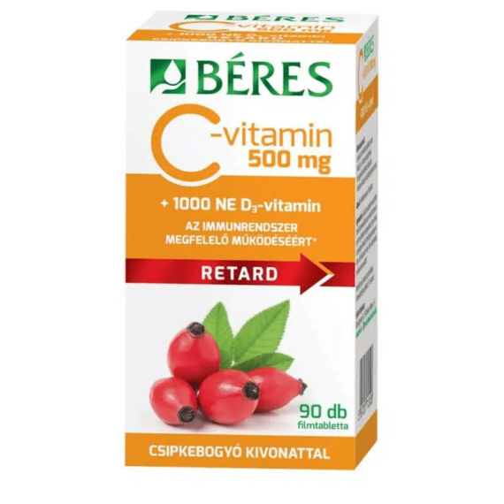 Béres C-vitamin 500mg csipkebogyó + D3 vitamin 1000NE retard filmtabletta 90x