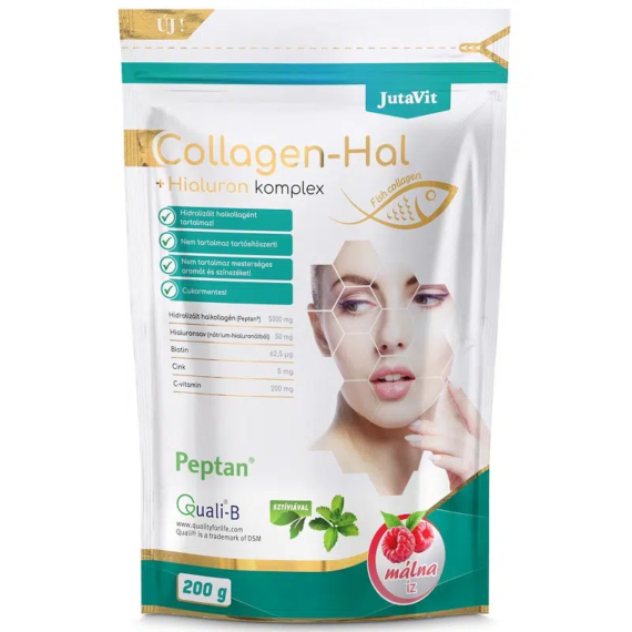 JutaVit Collagen-Hal + Hialuron komplex 200g – Málna íz
