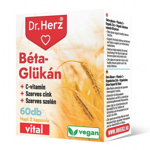 DR. HERZ BÉTA-GLÜKÁN+SZERVES CINK,SZELÉN+C-VITAMIN VEGAN KAPSZULA 60 DB