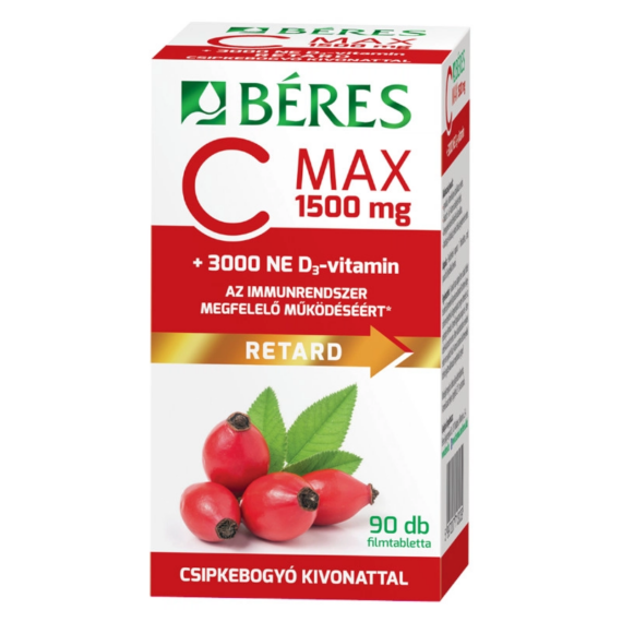 Béres C-Max 1500mg csipkebogyó + D3 vitamin 3000NE retard filmtabletta 90x